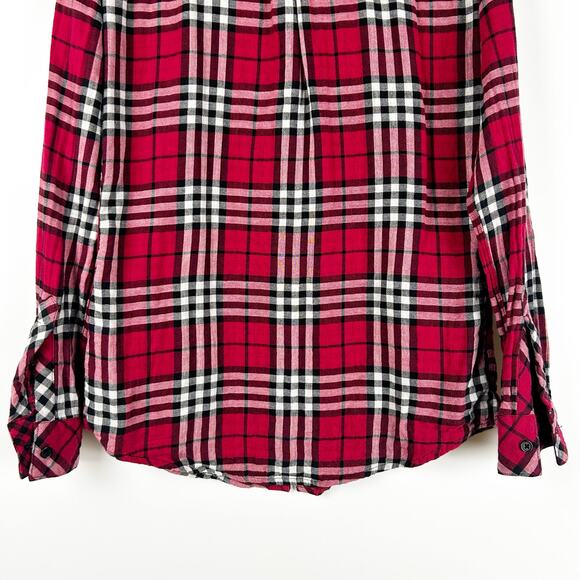 Rails Kendra Red and White Plaid Gauze Shirt Flannel Button Front Womens Size S - Picture 11 of 12